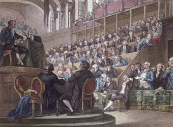 Le procès de Louis XVI devant la Convention, 26 décembre 1792, gravé par Reinier Vinkeles et Daniel Vrydag, 1802